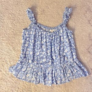 XSOLDX Blue&White Flower On/Off Shoulder top